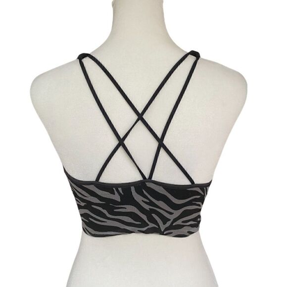 PUMA Gray and Black Zebra Cross-back Sports Bra - Picture 6 of 12